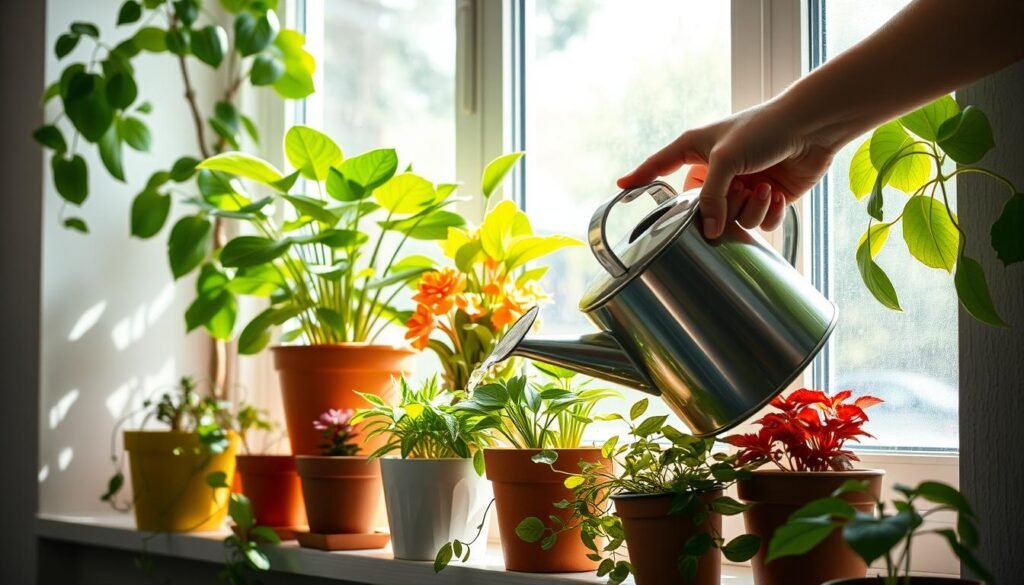 watering indoor plants